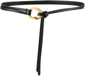 Women Genuine Leather Tie Belt Gold Buckle Double Strap Belts
